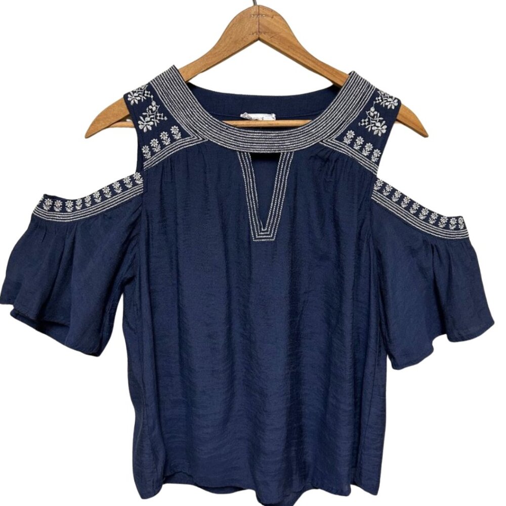 Scoop Neck Cold Shoulder Blouse